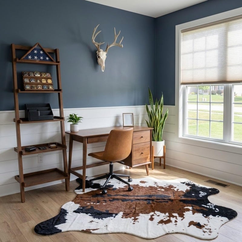MustMat Brown Cow Print Rug 4'7''Ã—5'3'' Faux Cowhide Rugs Cute Animal Printed Carpet for Home - Image 1